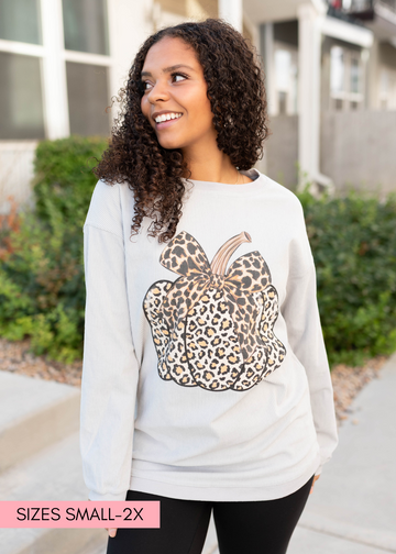 Adalynn Grey Pumpkin Corduroy Pullover
