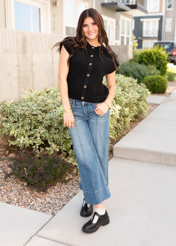 Bridget Black Button Down Sweater