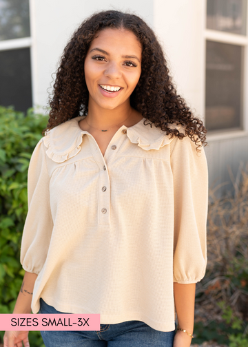 Brooklyn Natural Collared Top