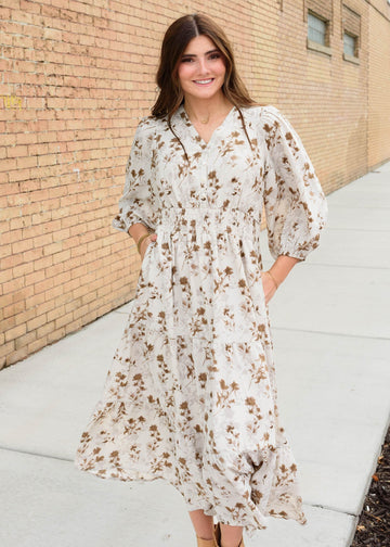 Daphne Cream Floral Dress