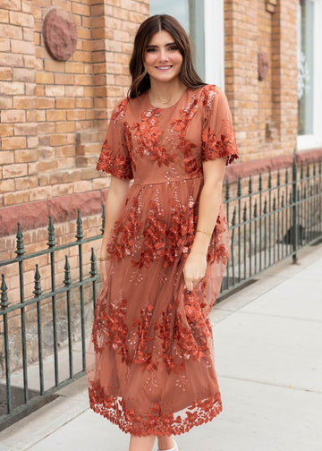 Eliza Rust Floral Dress