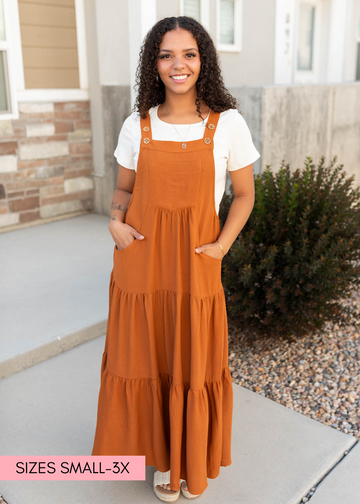 Everlee Toffee Rust Overall Dress