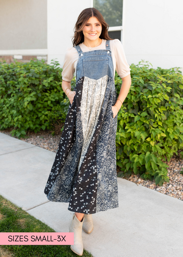 Jo Denim Patchwork Overall Dress