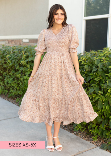 Julia Dusty Mauve Floral Dress