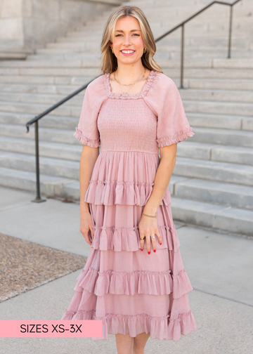 Korin Pink Ruffle Tiered Dress