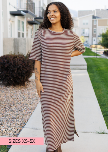 Lydia Chestnut Stripe Dress