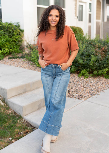 Norah Cinnamon Short Sleeve Sweater