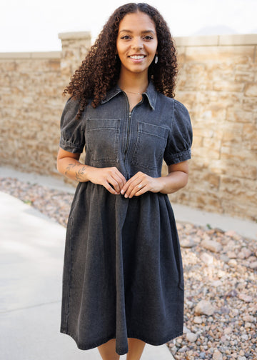 Reese Black Denim Dress