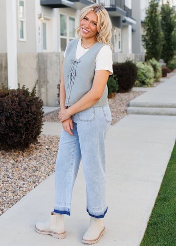 Sahana Grey Knit Sweater Vest