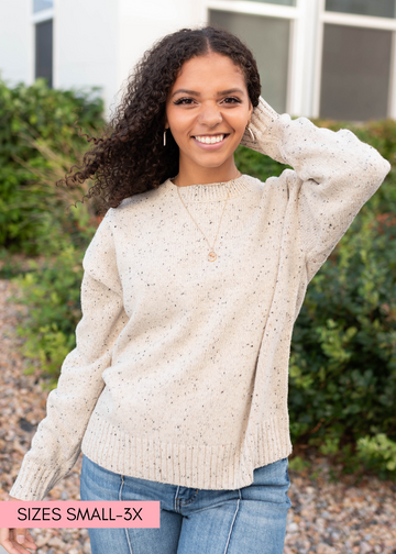 Spencer Speckled Taupe Knit Sweater