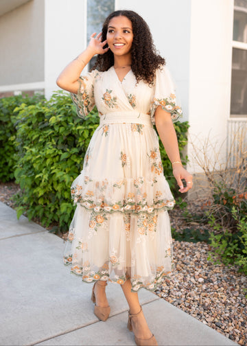 Wild Flower Taupe Dress