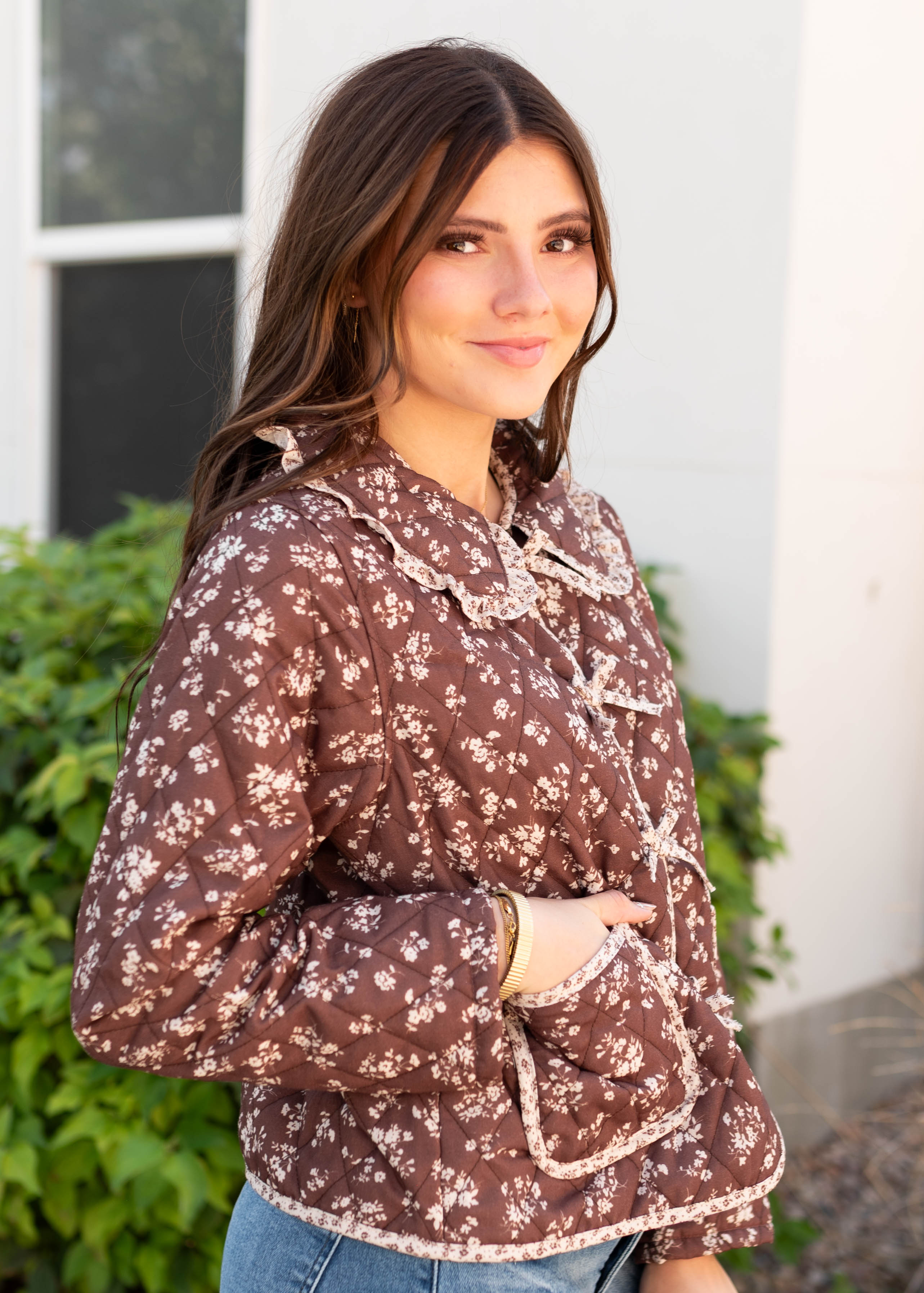Aida Brown Floral Jacket