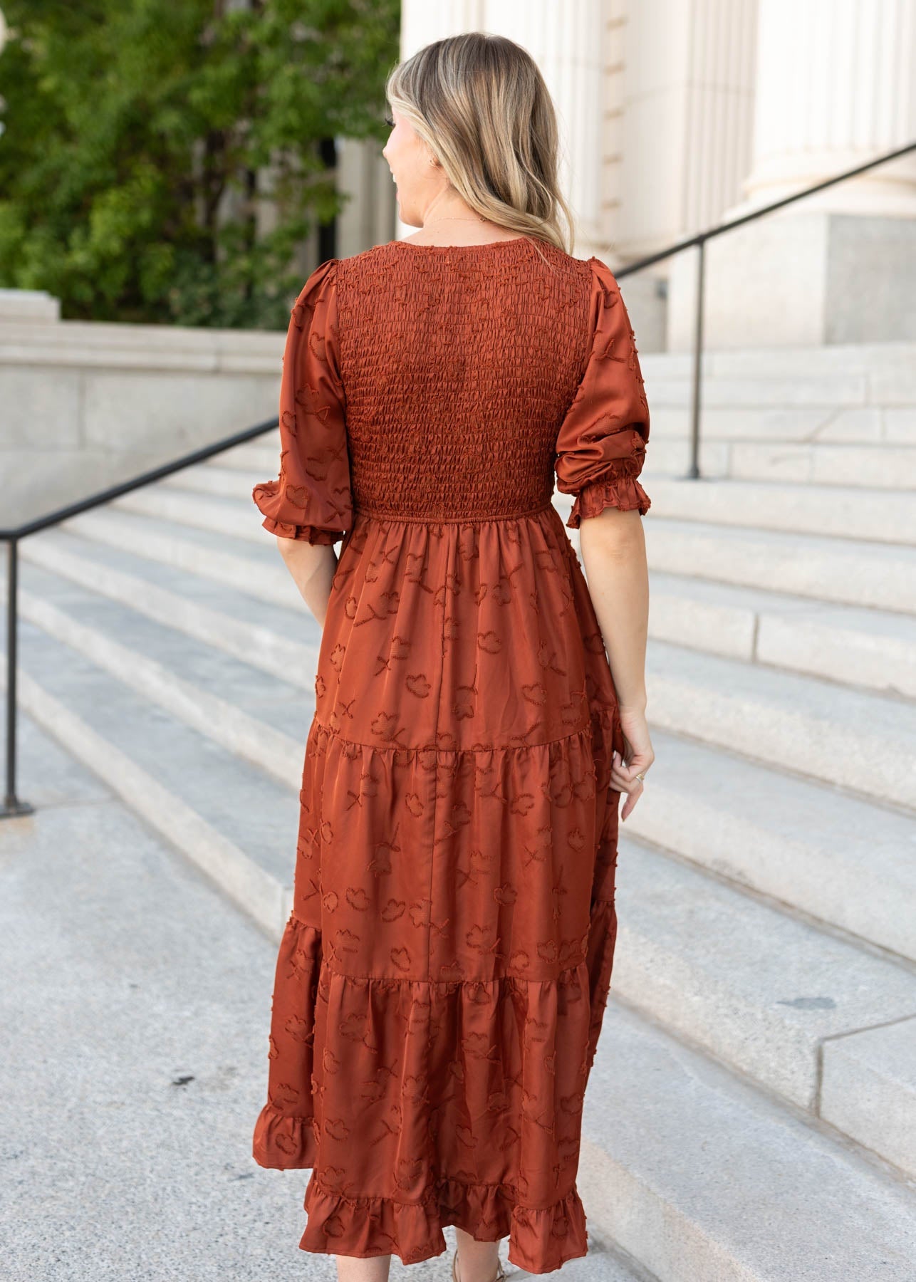 Aurelia Rust Smocked Dress