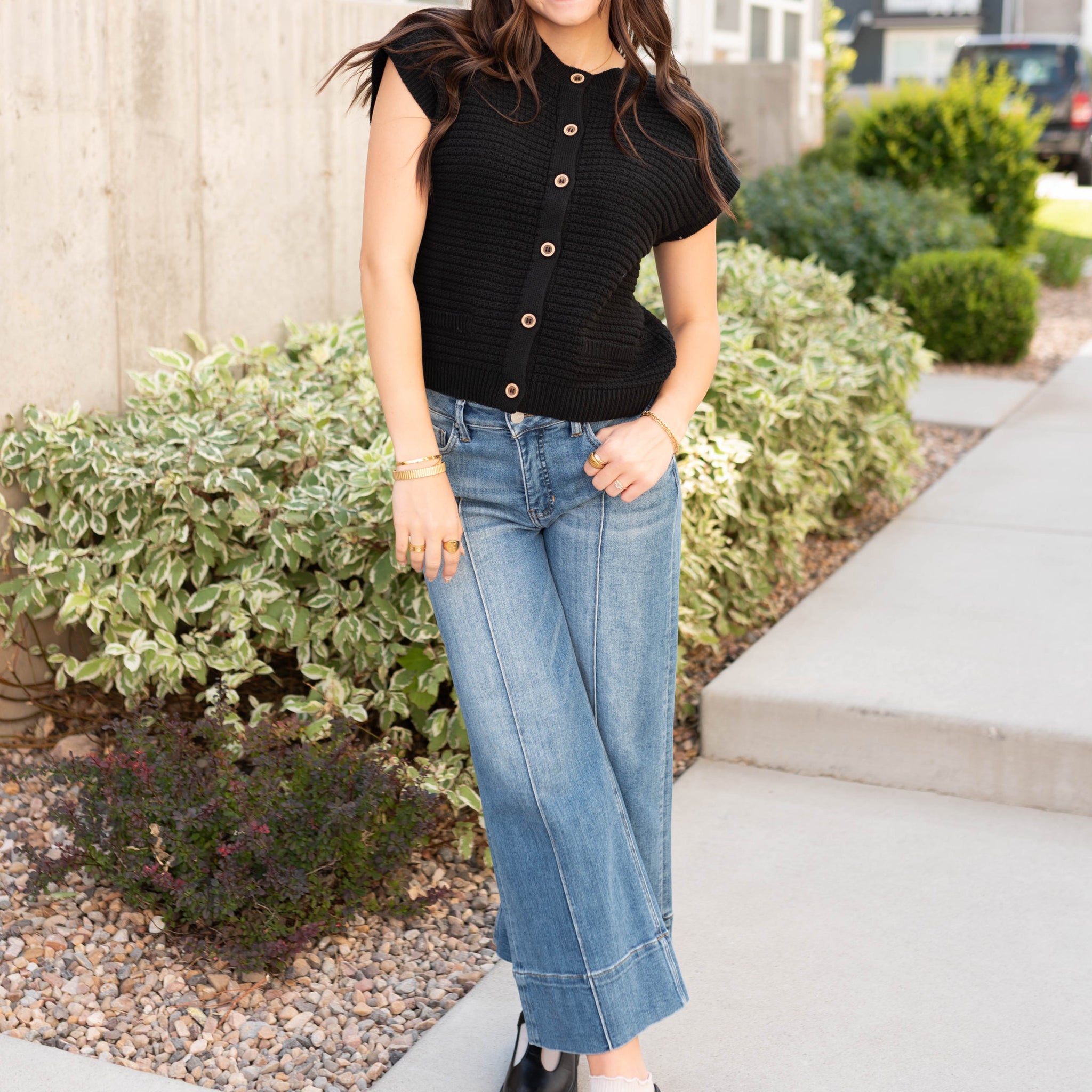 Bridget Black Button Down Sweater