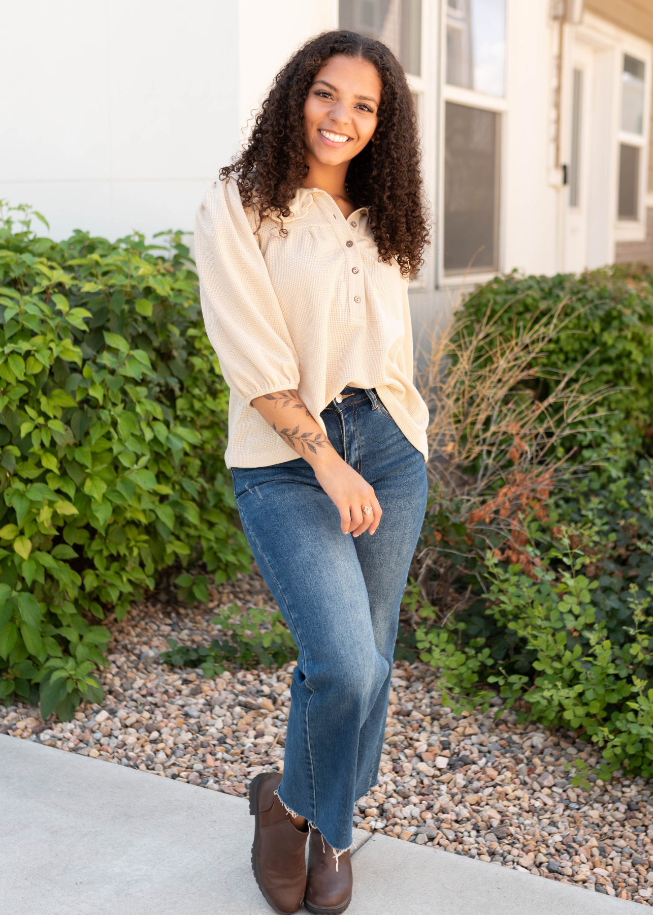 Brooklyn Natural Collared Top