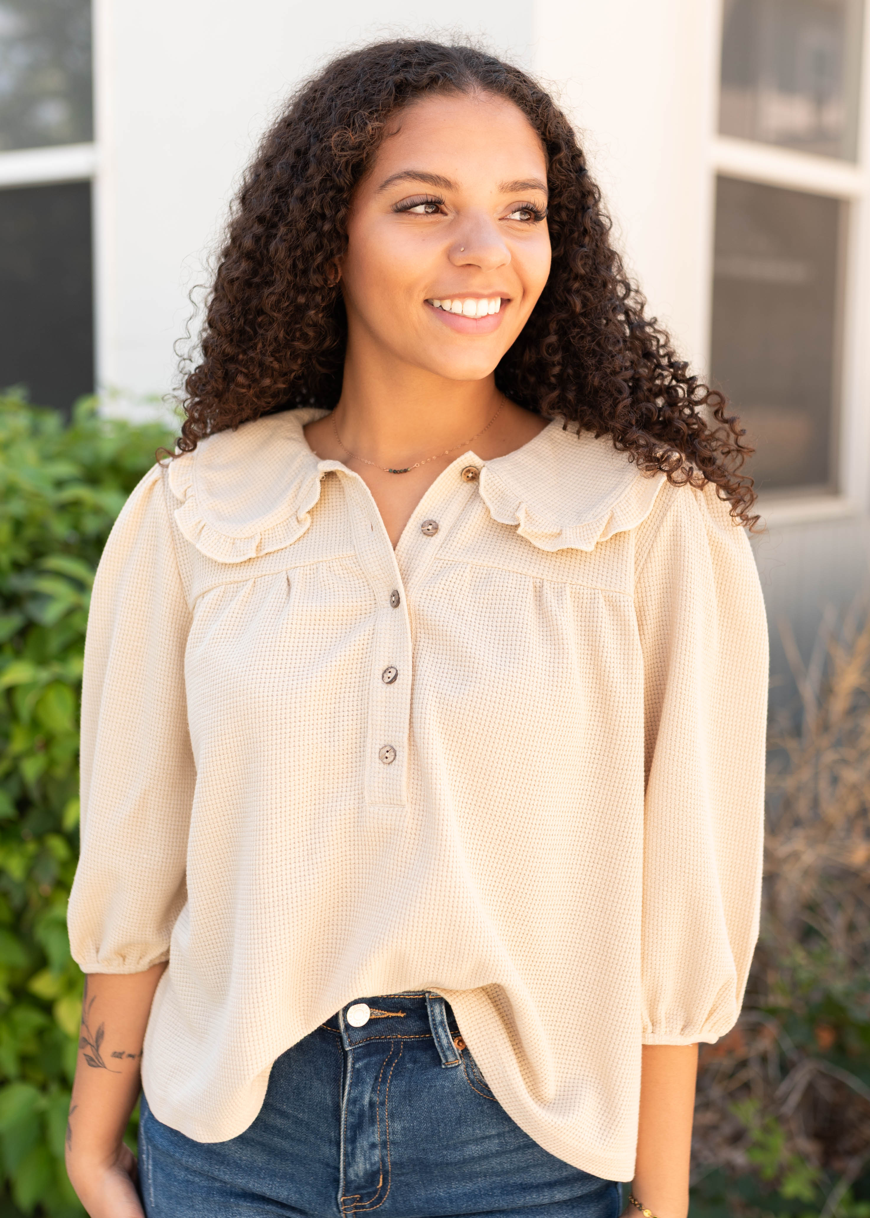 Brooklyn Natural Collared Top