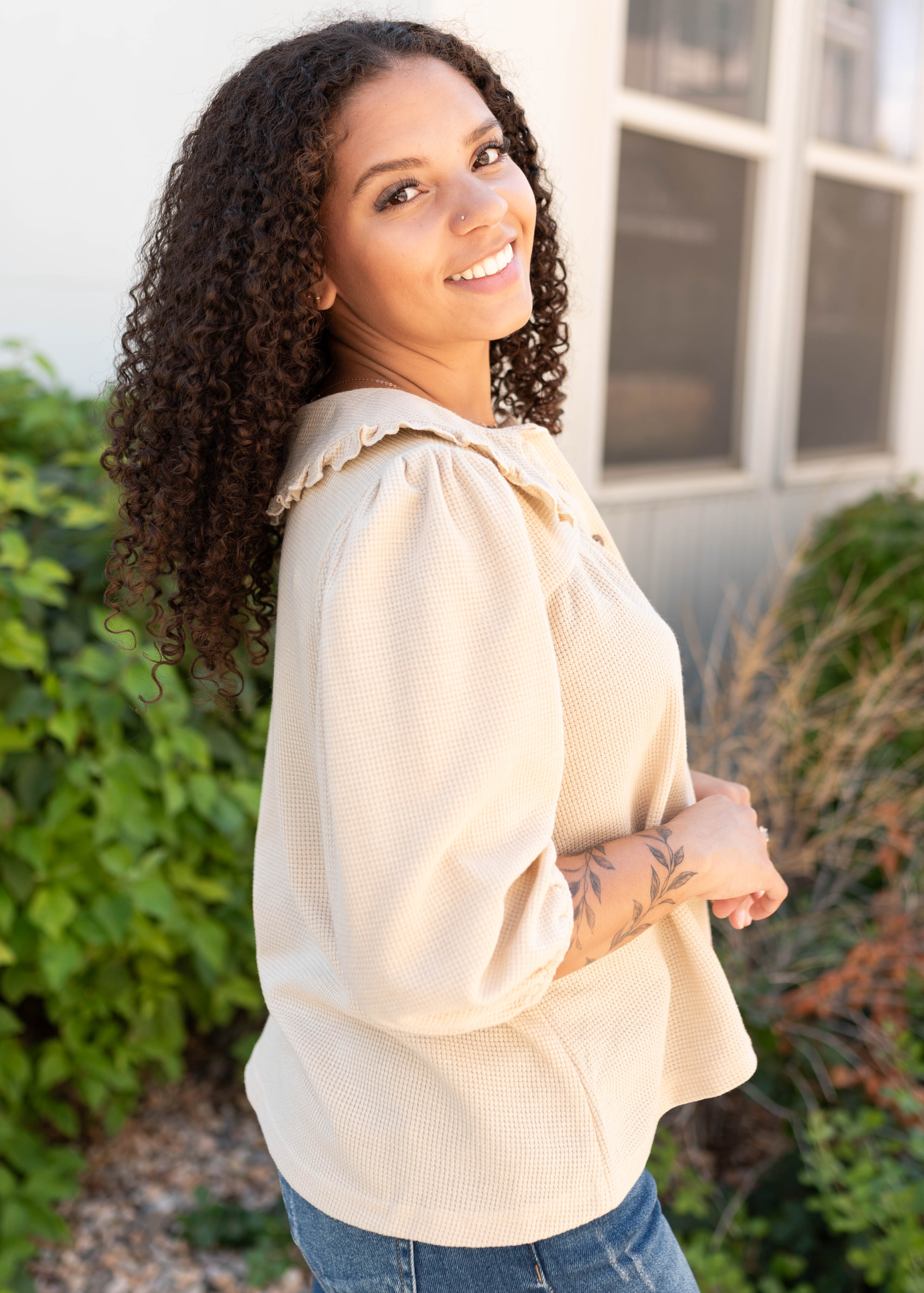Brooklyn Natural Collared Top