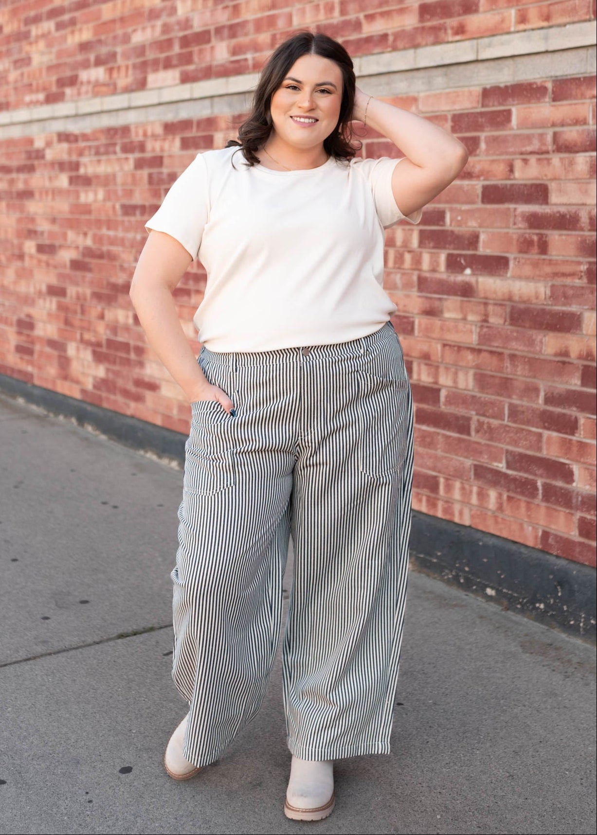 Camille Navy Pinstripe Pants