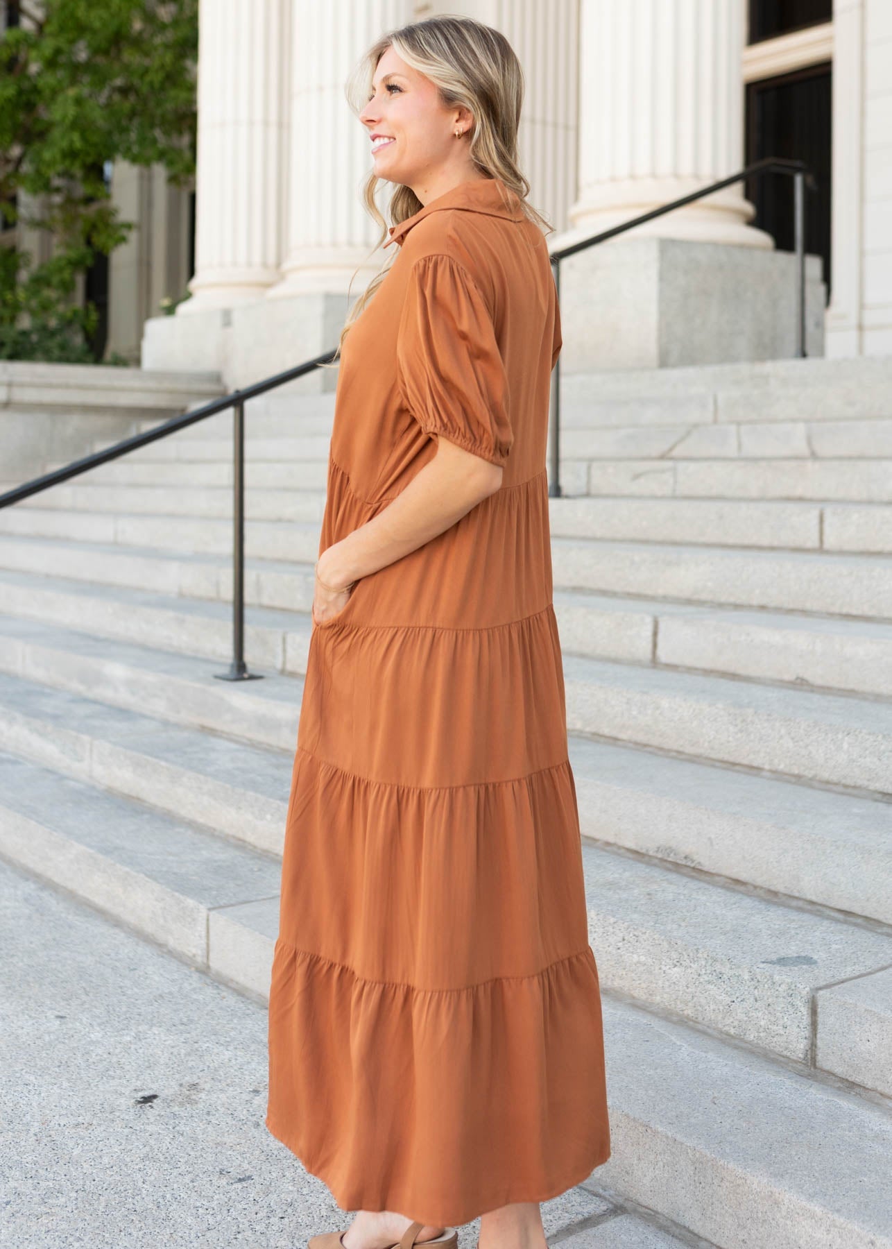 Chestnut Rust Tiered Dress