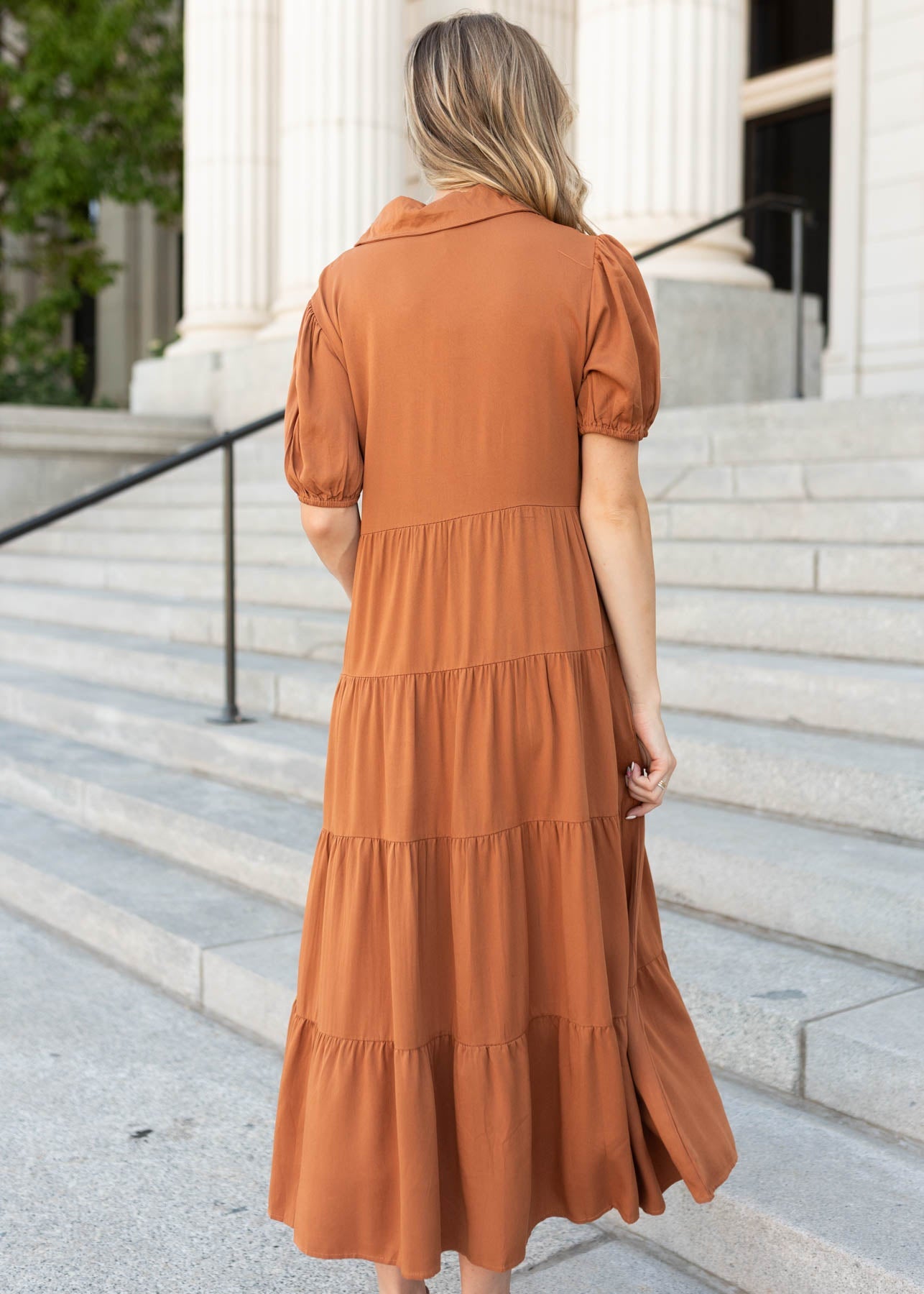 Chestnut Rust Tiered Dress