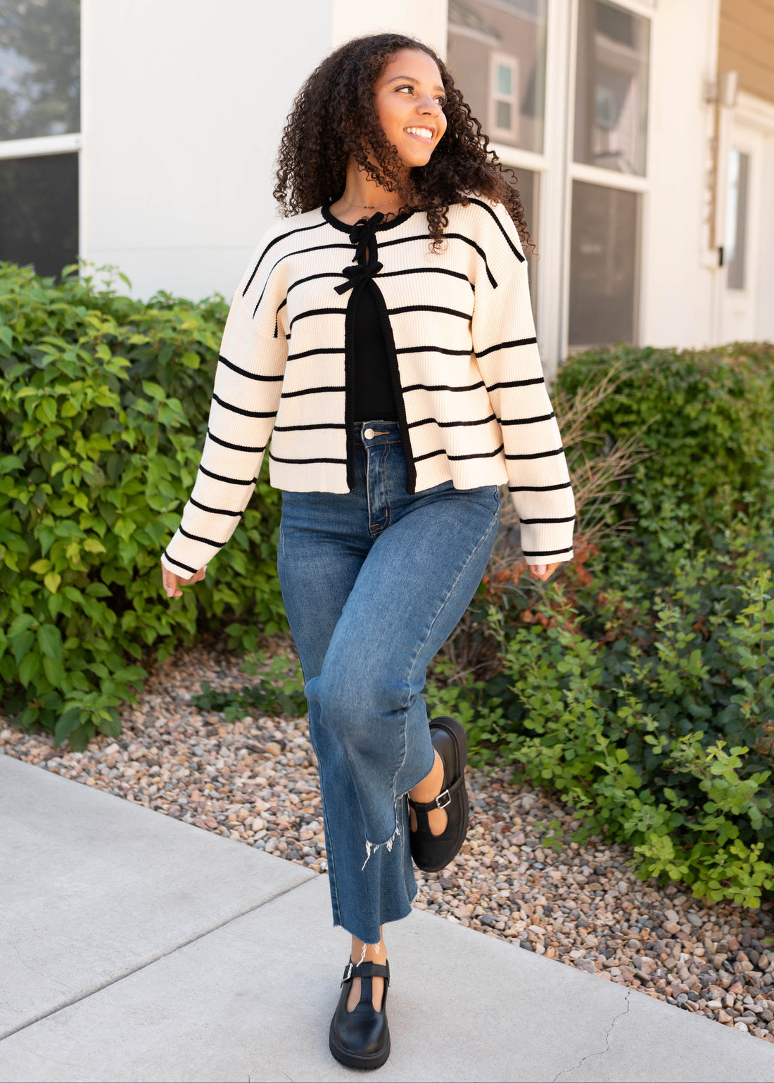 Chloe Black Striped Cardigan