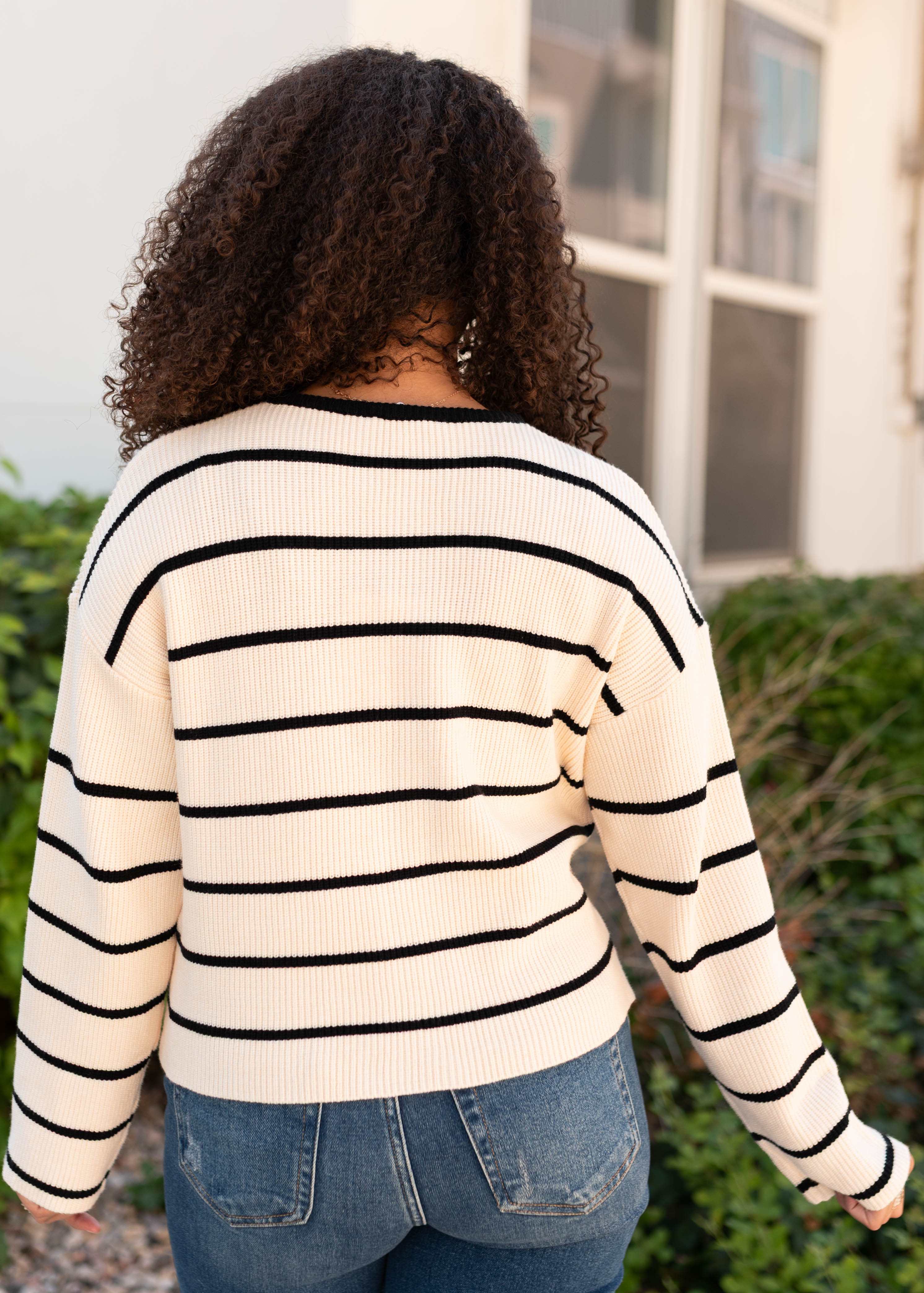Chloe Black Striped Cardigan