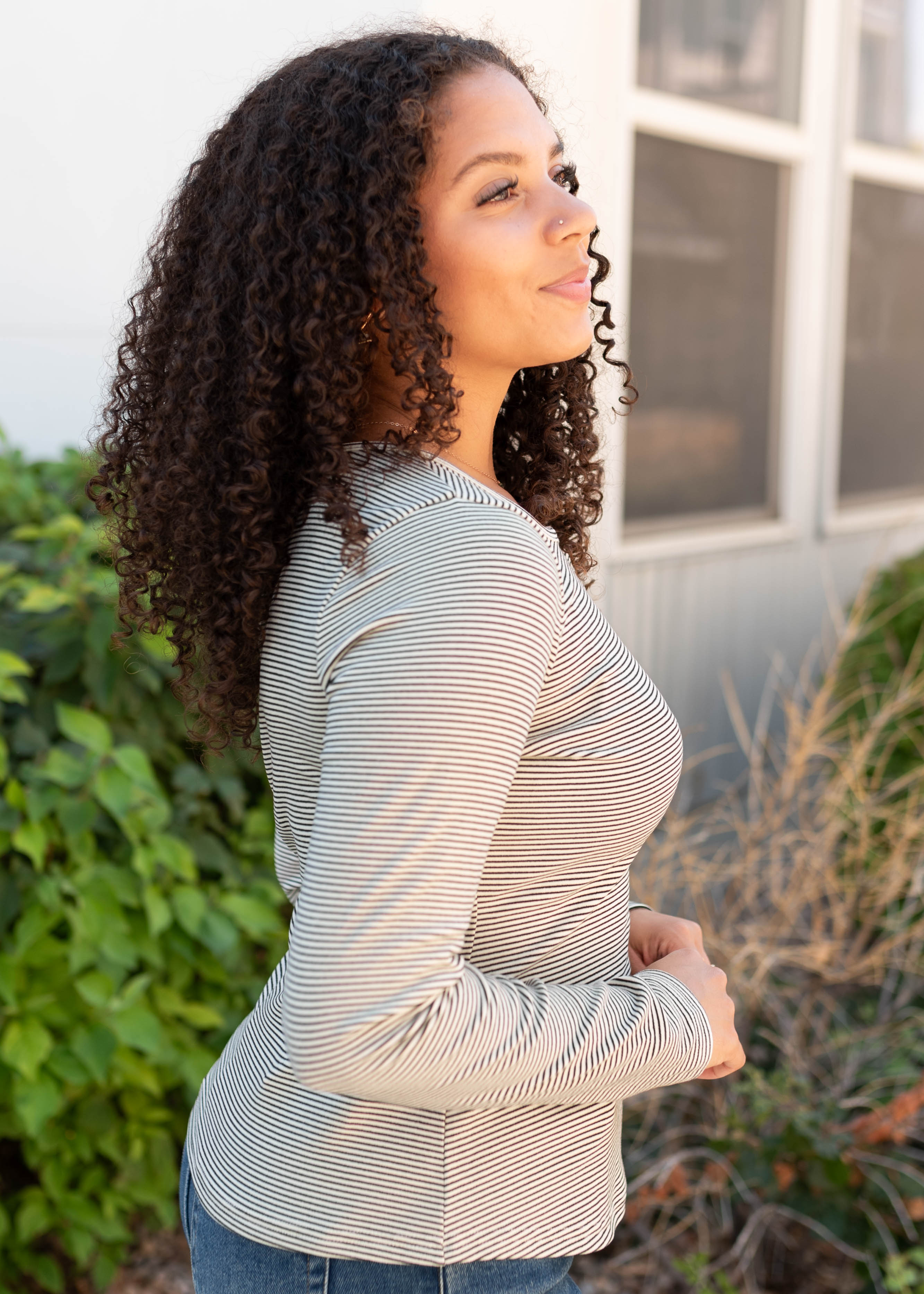 Connie Black Striped Top