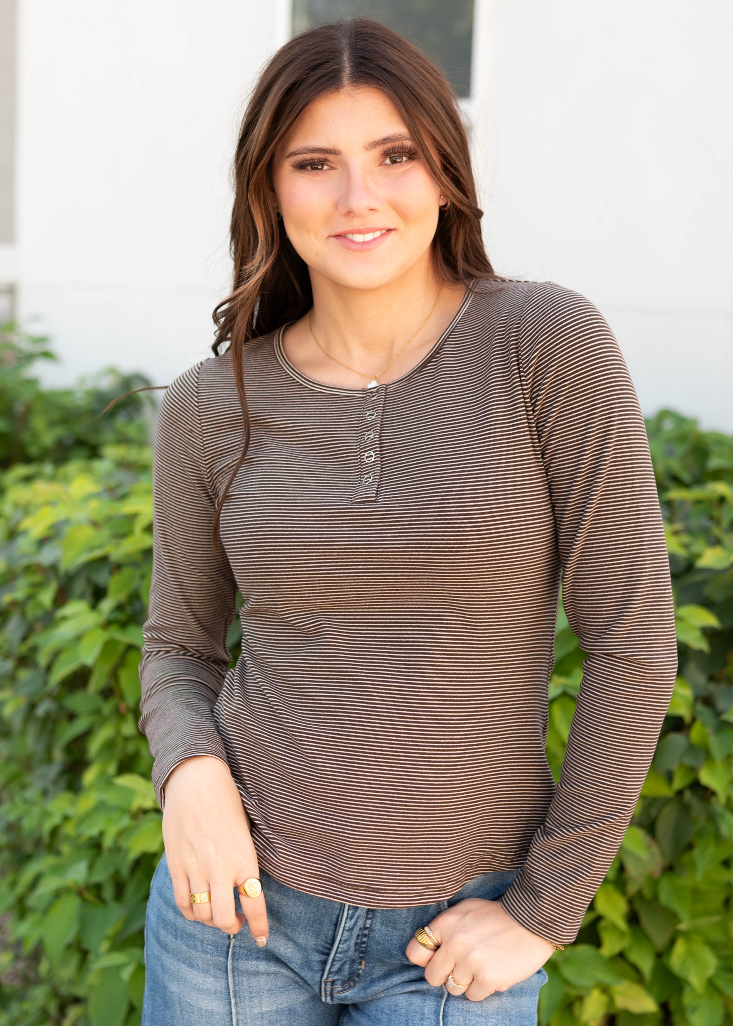 Connie Brown Striped Top