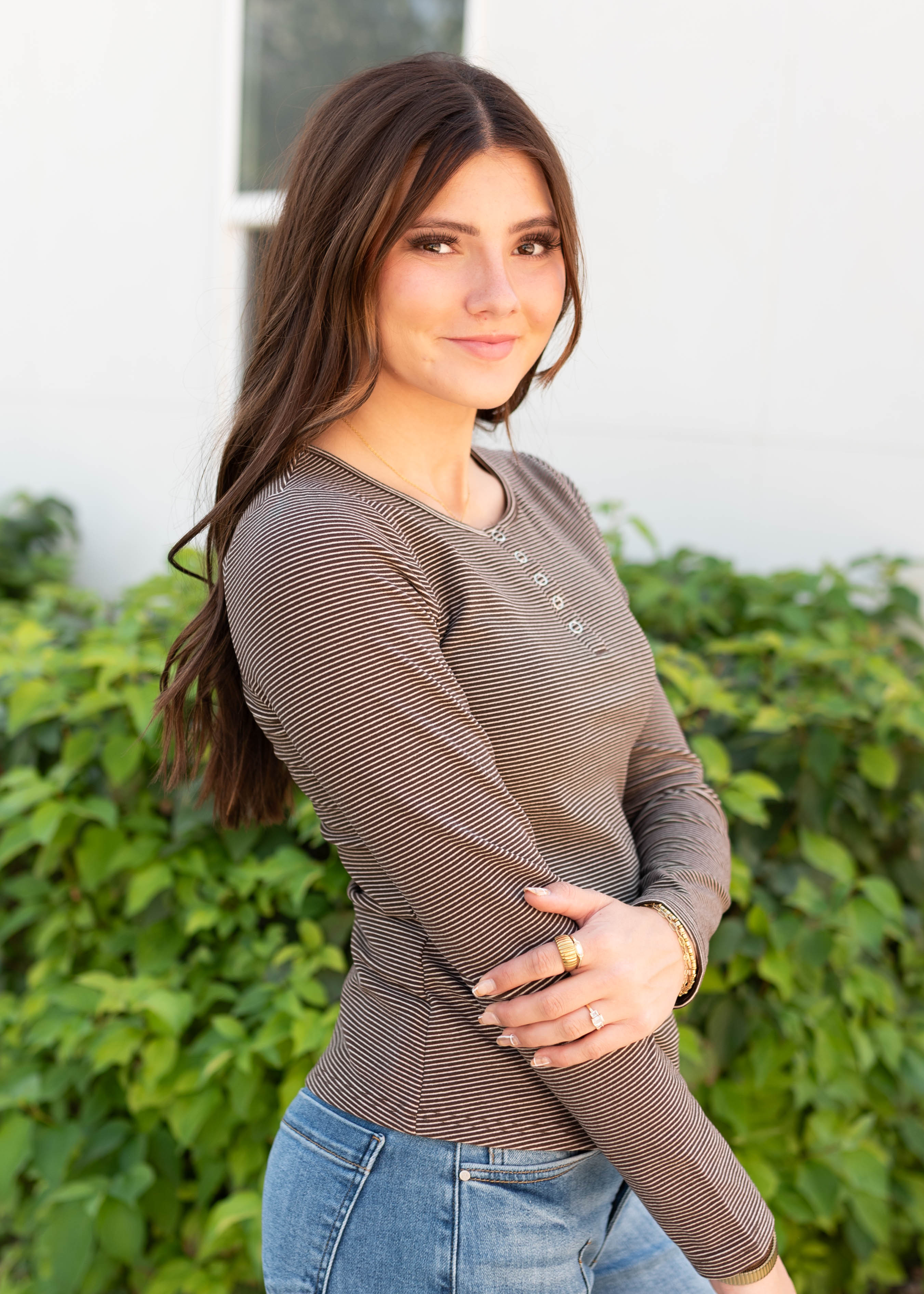 Connie Brown Striped Top