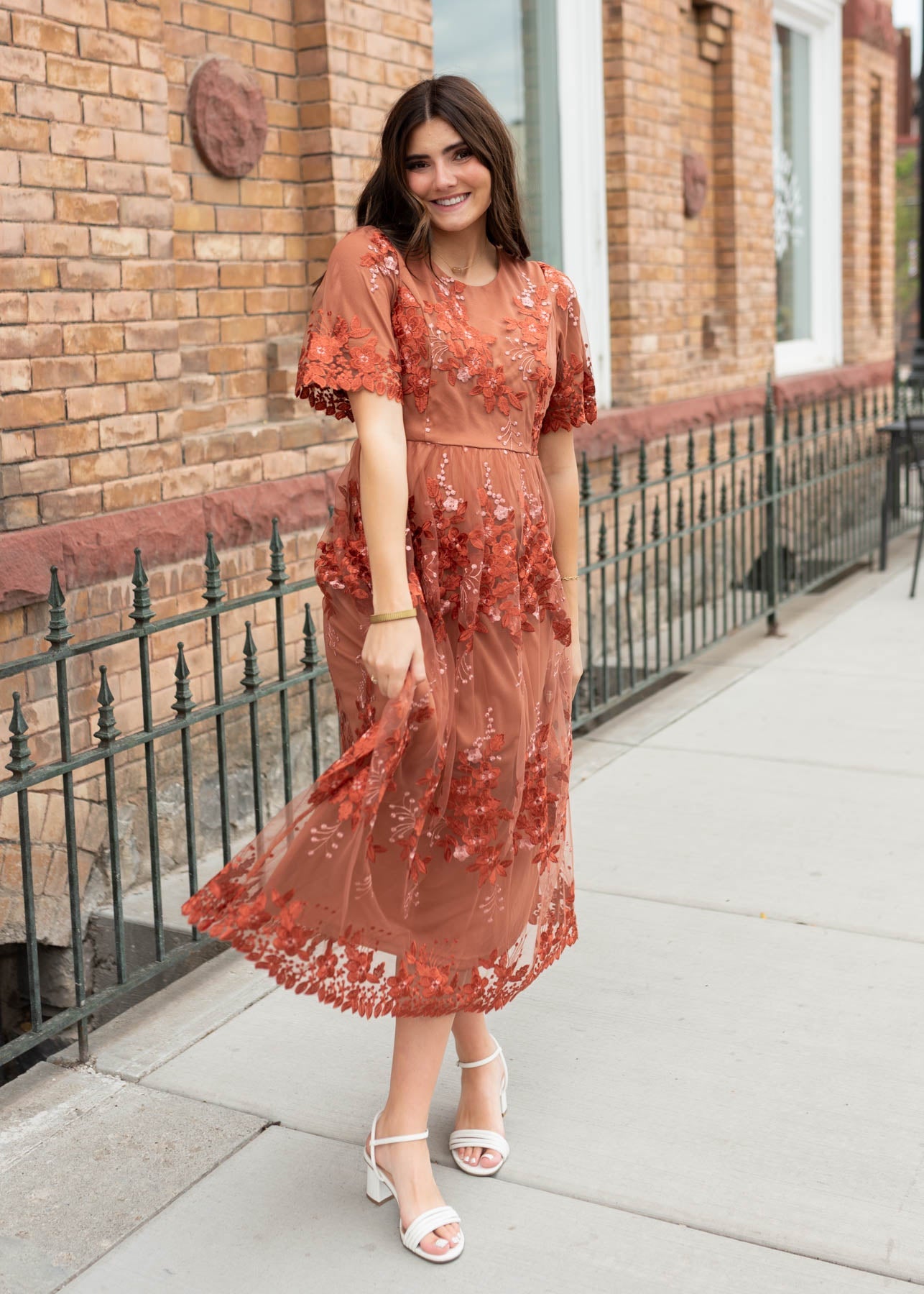 Eliza Rust Floral Dress