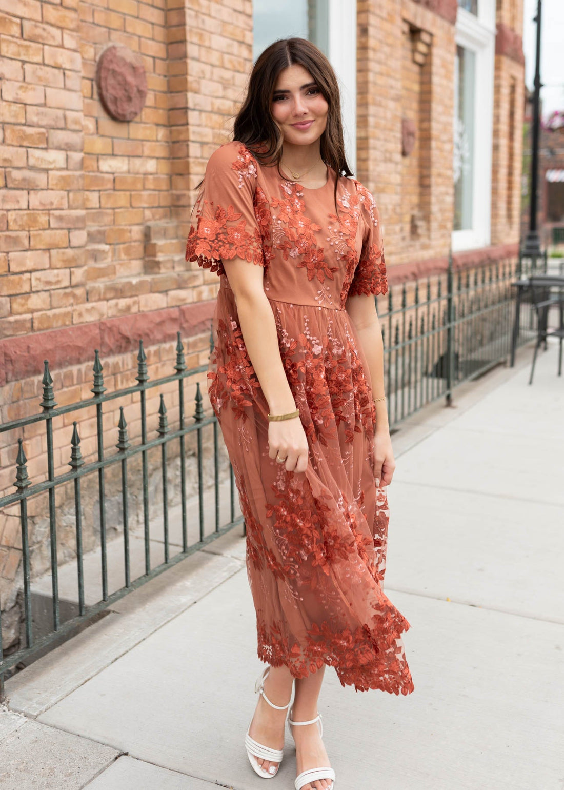 Eliza Rust Floral Dress