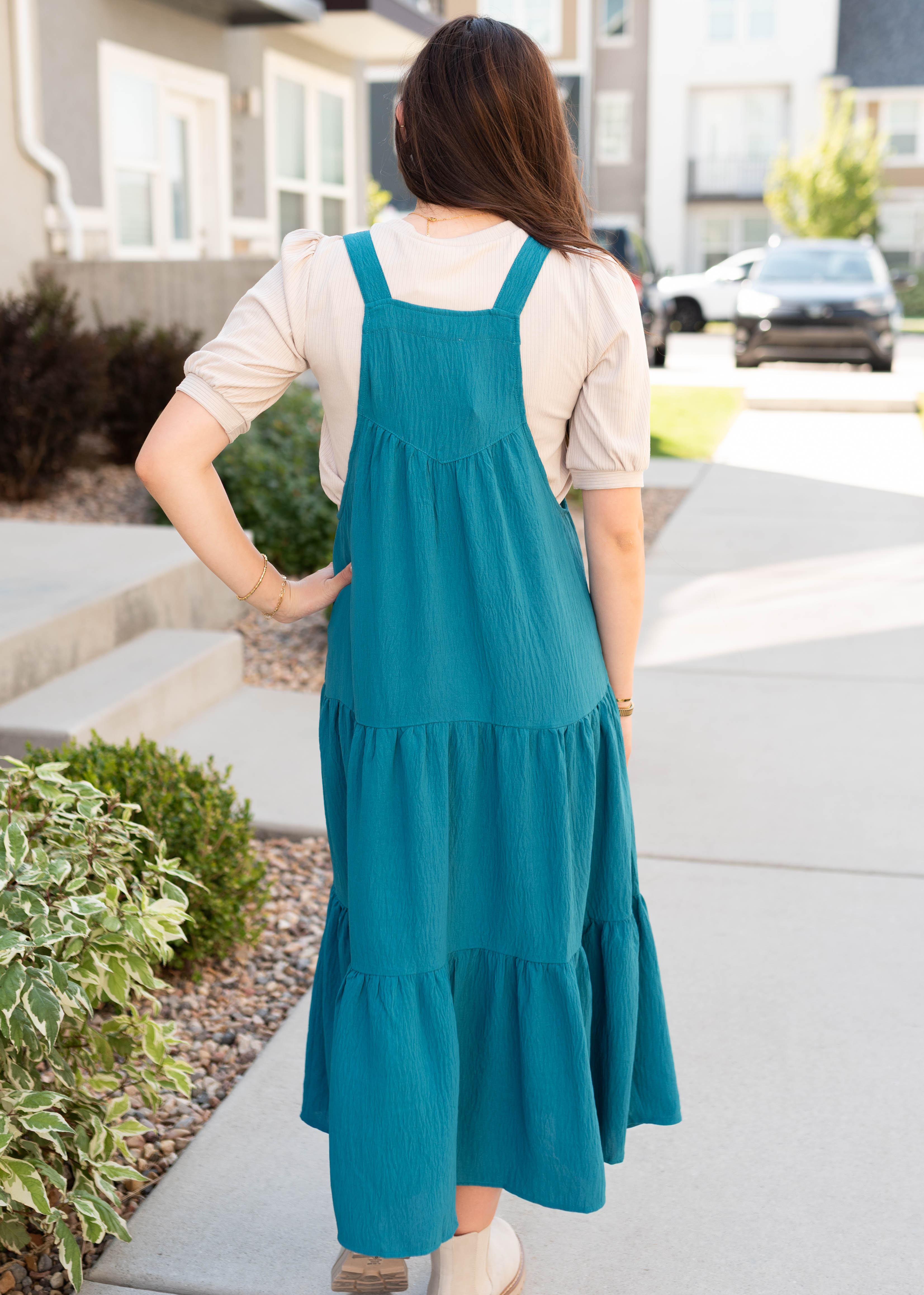 Everlee Teal Overall Dress