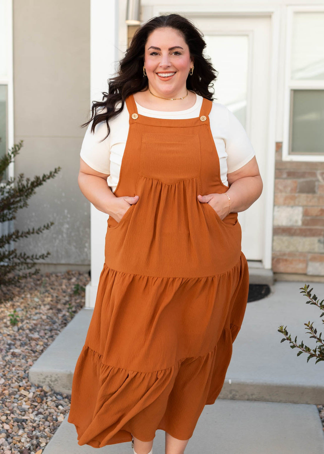 Everlee Toffee Rust Overall Dress