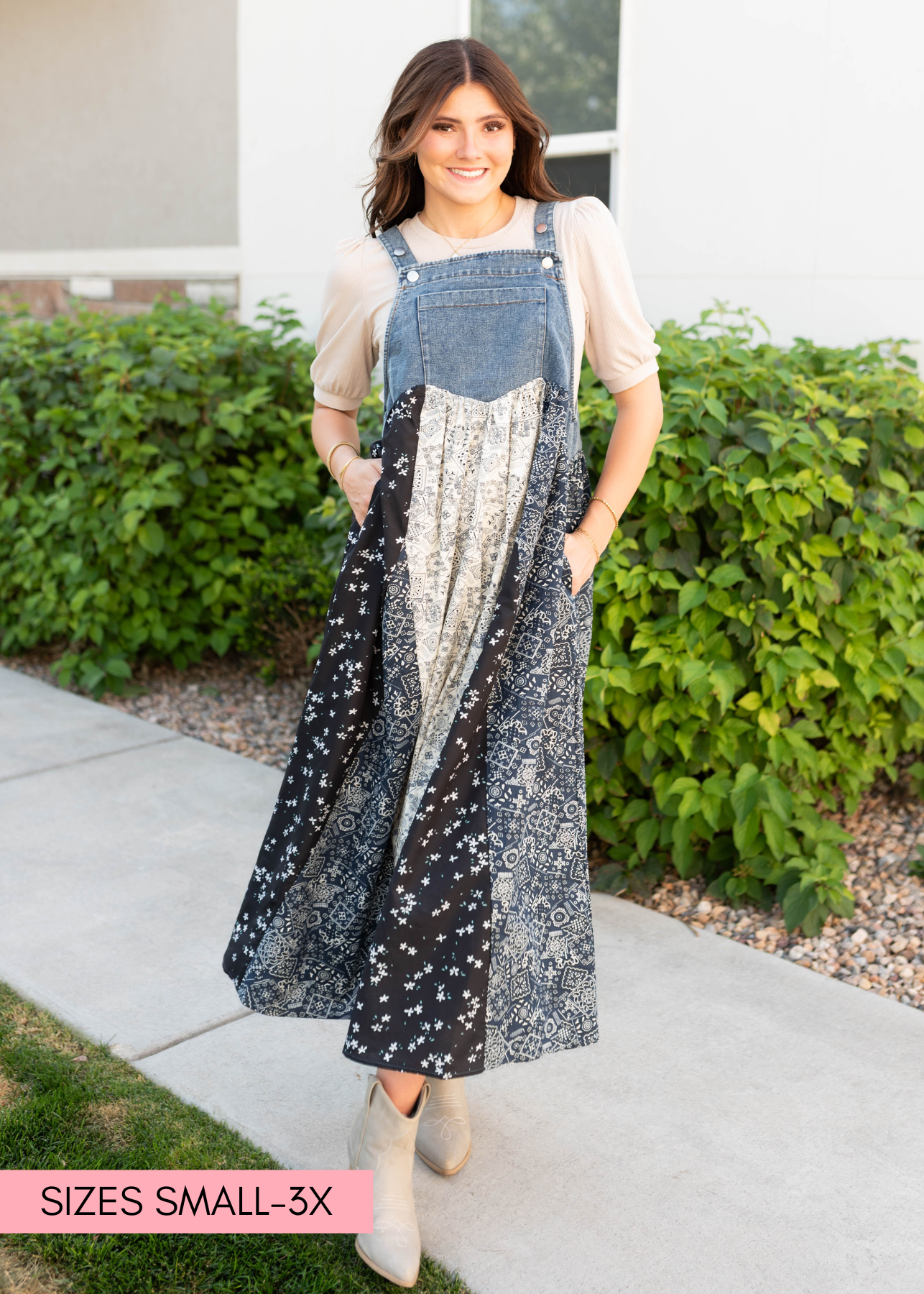 Jo Denim Patchwork Overall Dress
