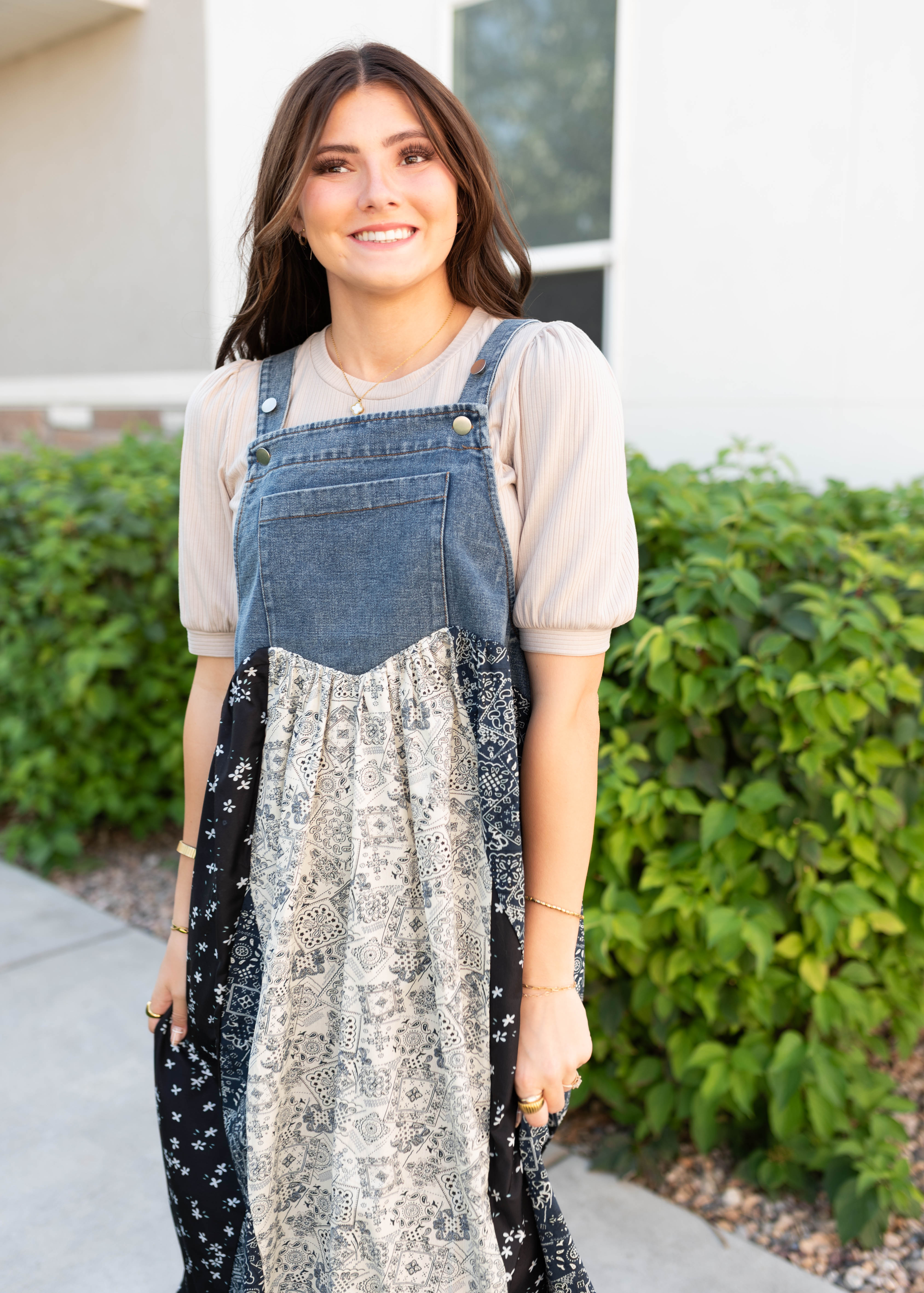 Jo Denim Patchwork Overall Dress