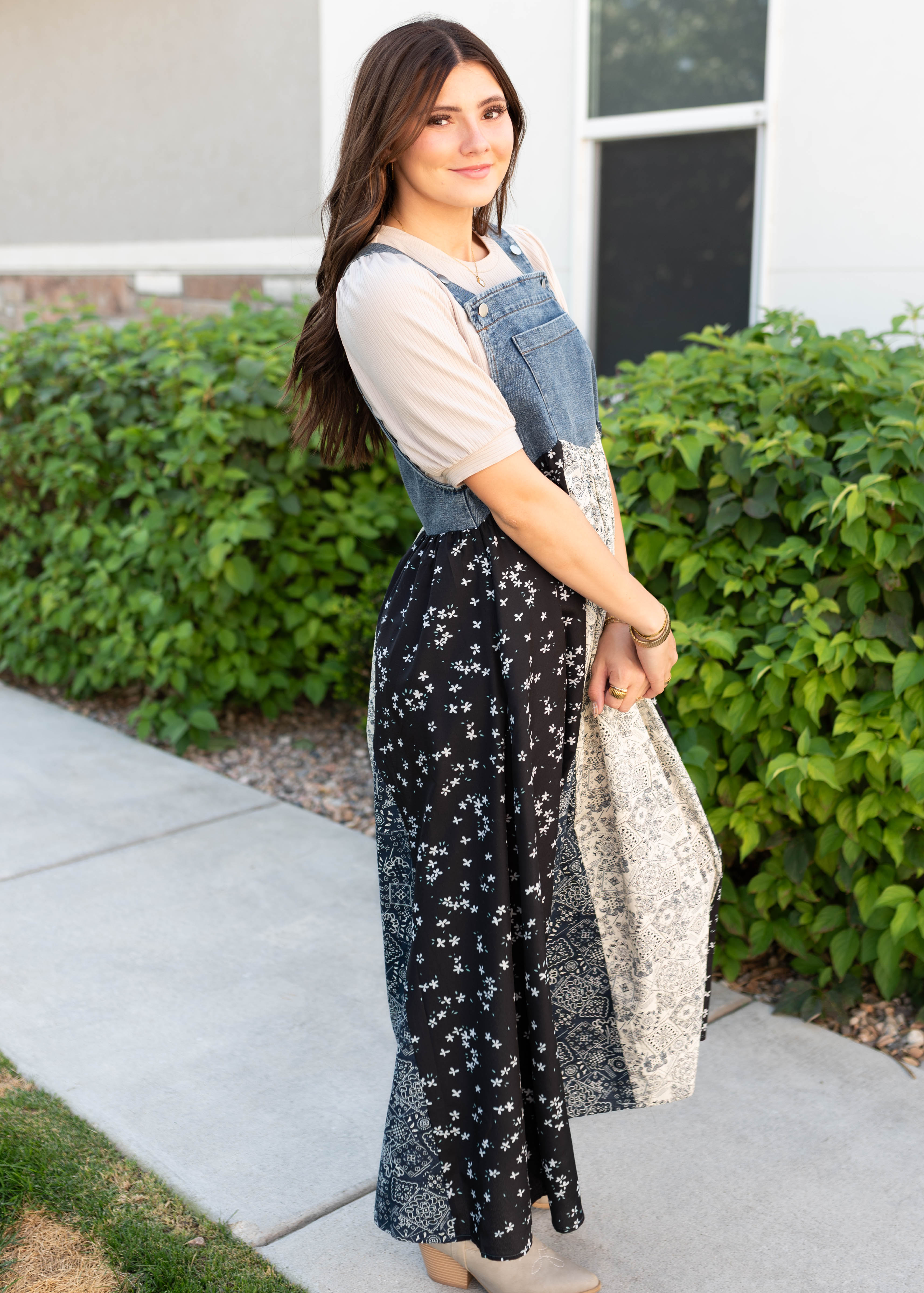 Jo Denim Patchwork Overall Dress