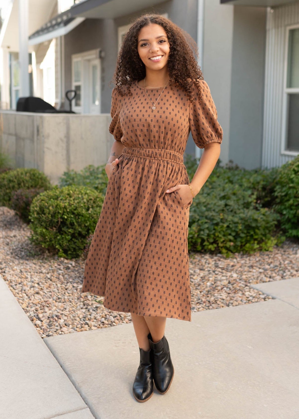 Josie Nutmeg Brown Textured Dress