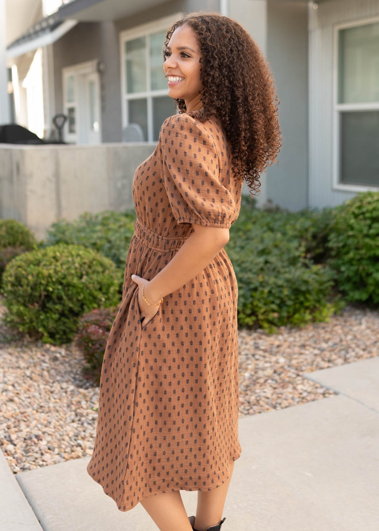 Josie Nutmeg Brown Textured Dress