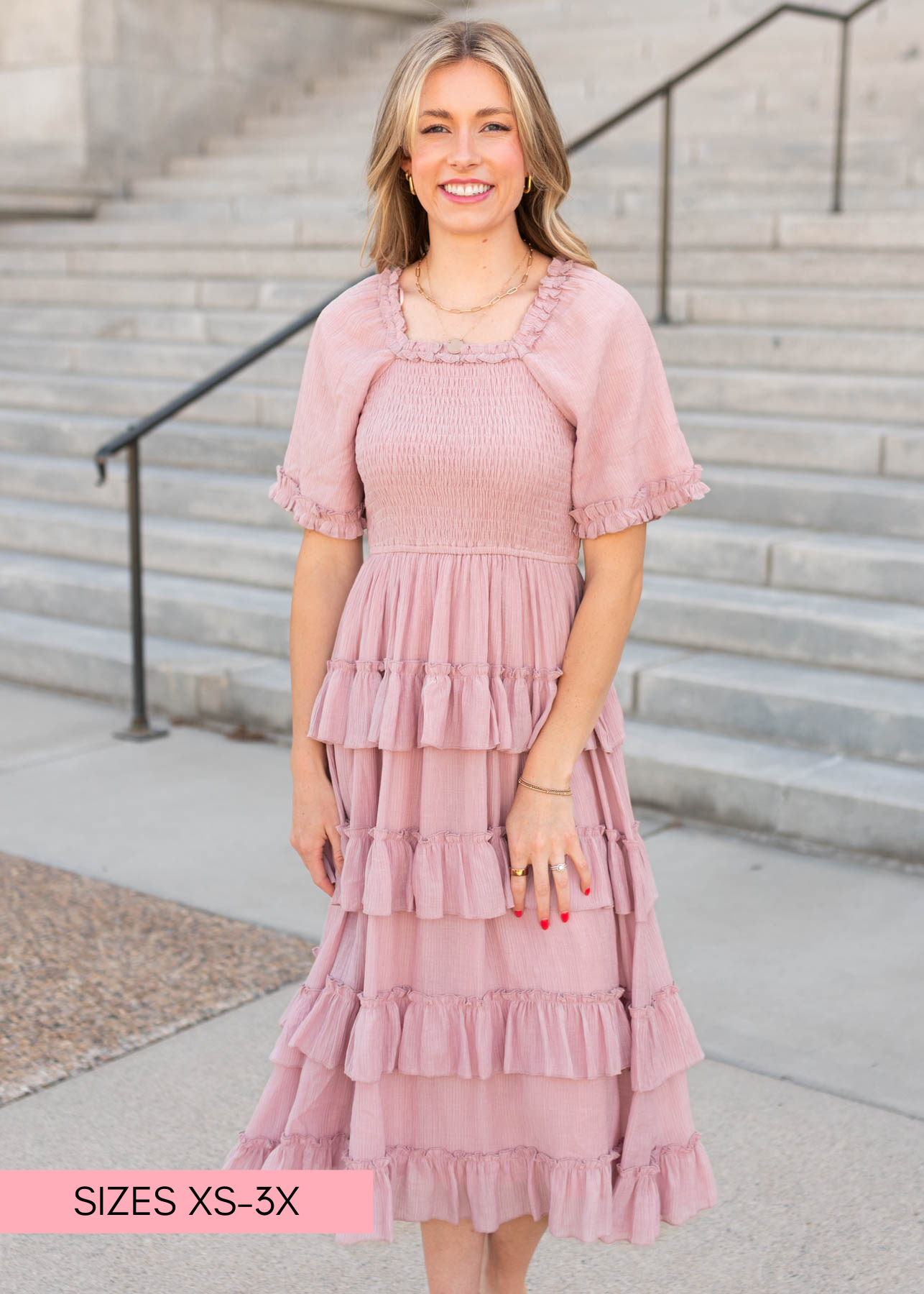 Korin Pink Ruffle Tiered Dress