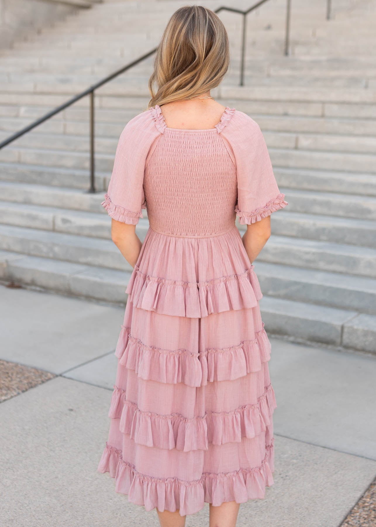 Korin Pink Ruffle Tiered Dress