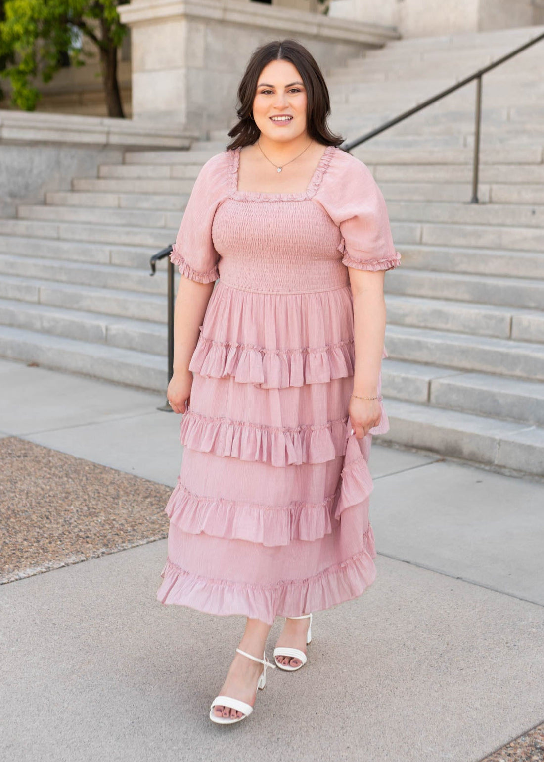 Korin Pink Ruffle Tiered Dress