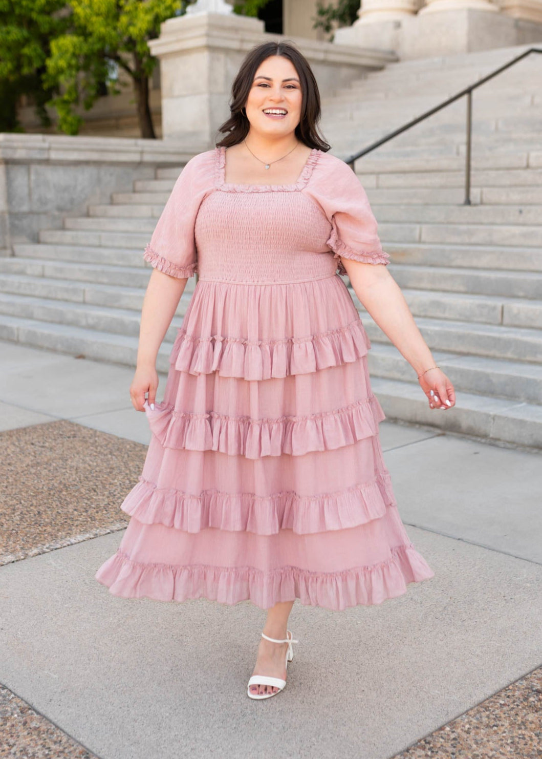 Korin Pink Ruffle Tiered Dress