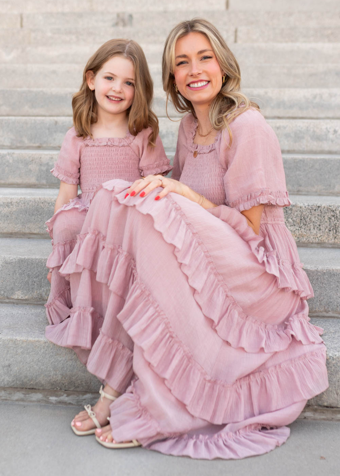 Korin Pink Ruffle Tiered Little Girl Dress
