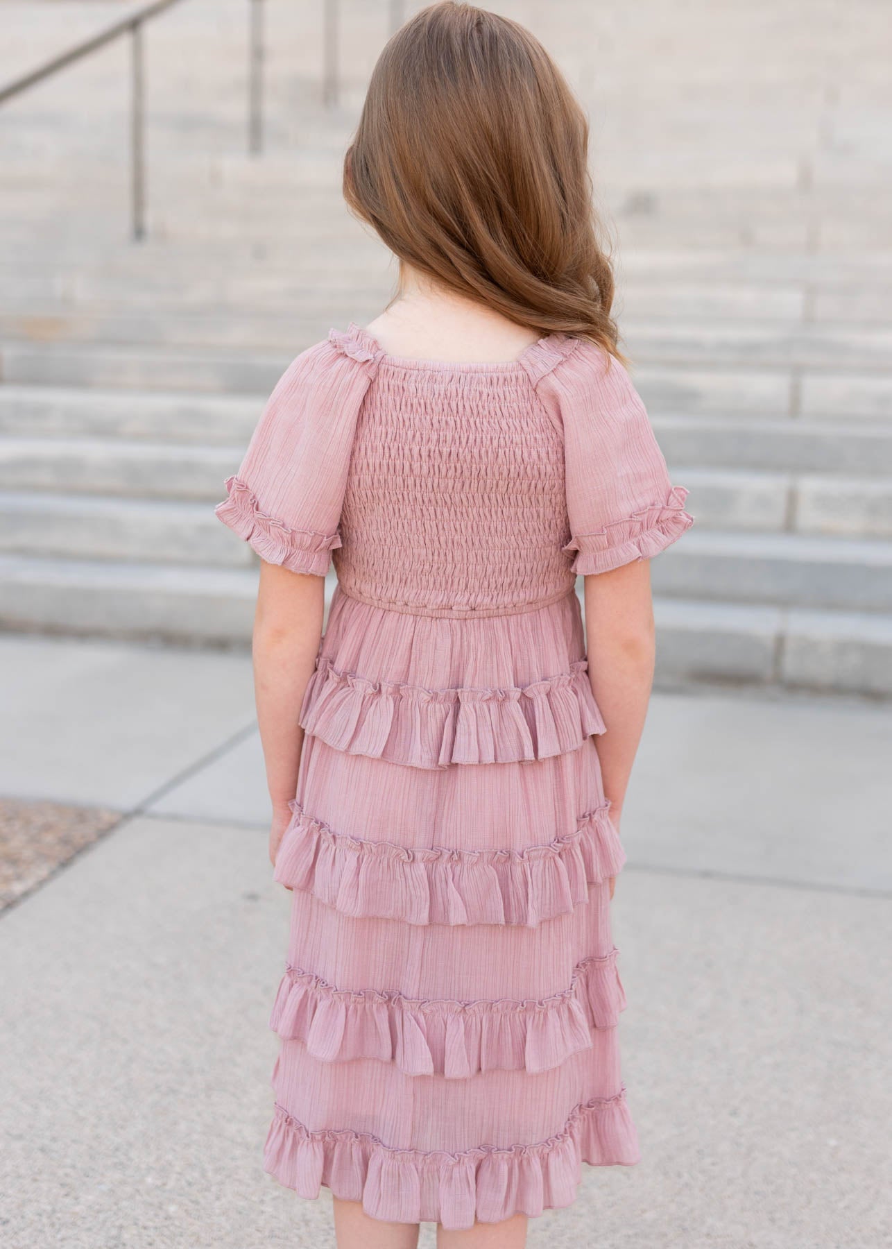Korin Pink Ruffle Tiered Little Girl Dress