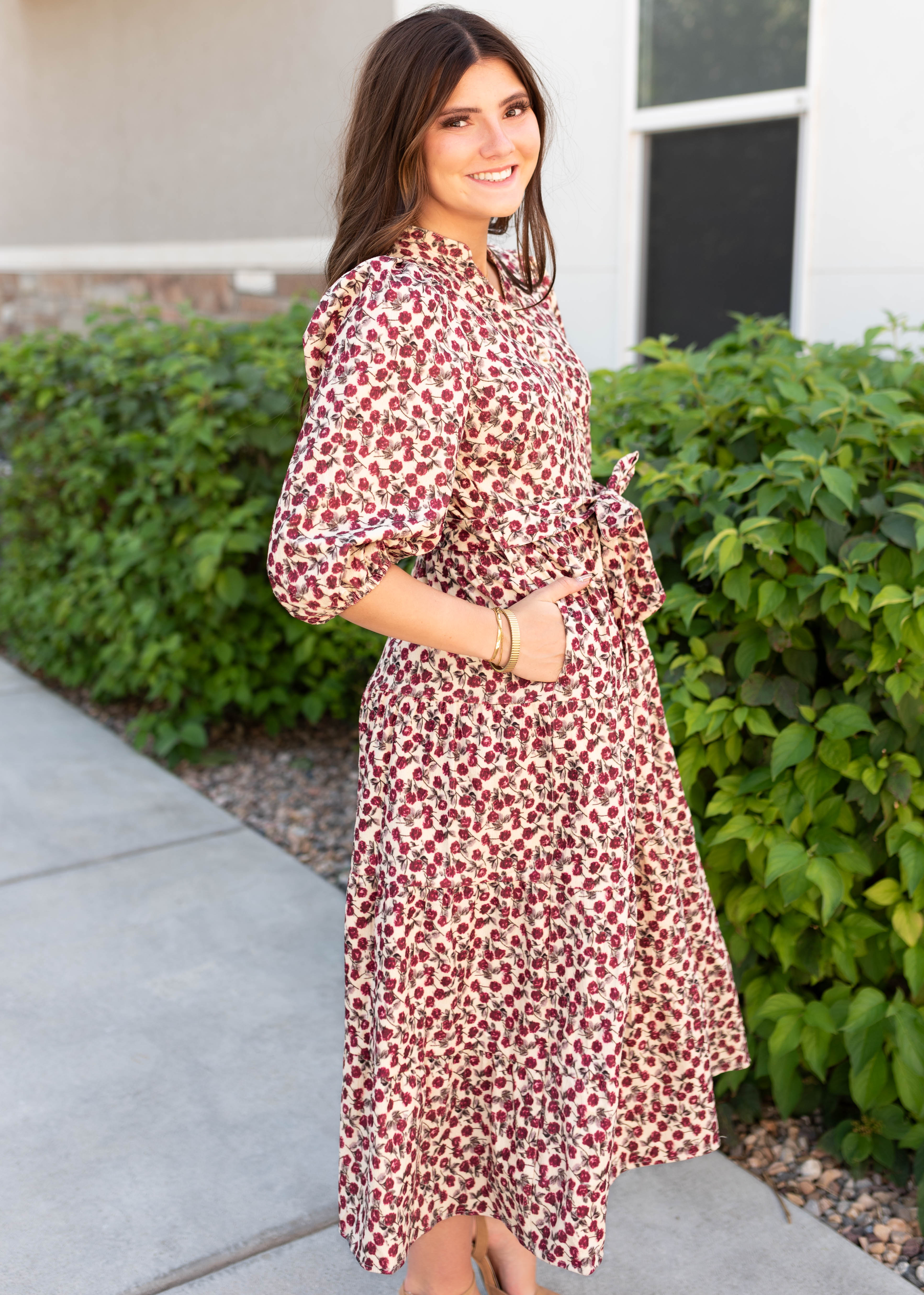 LeAnn Burgundy Floral Dress