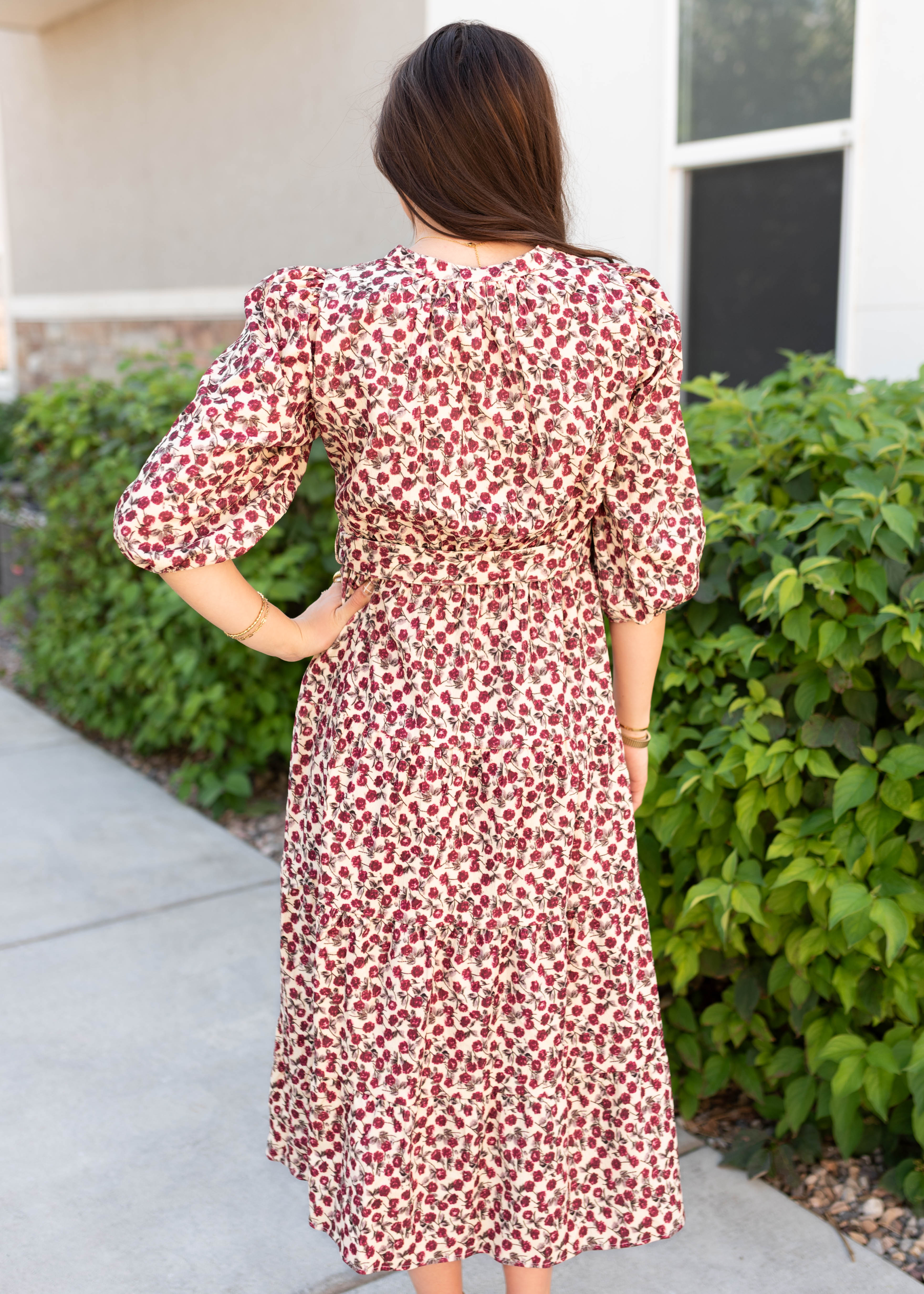 LeAnn Burgundy Floral Dress