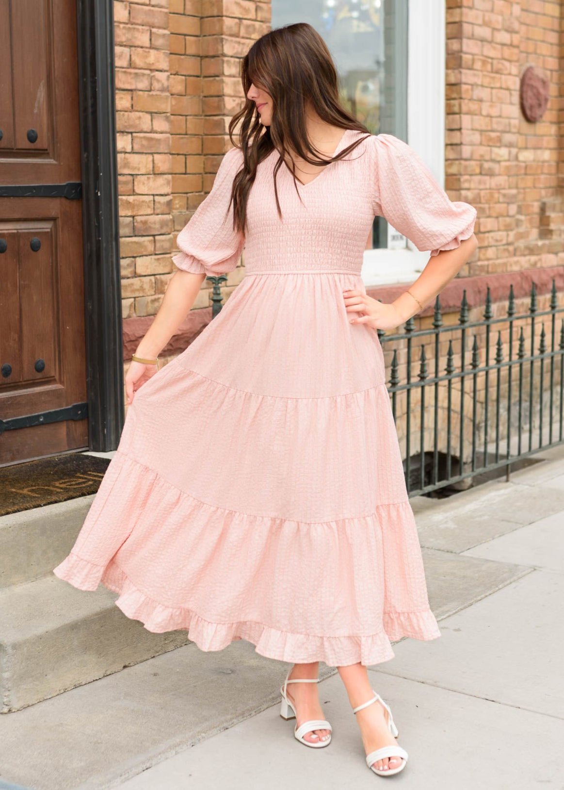Liv Blush Smocked Dress