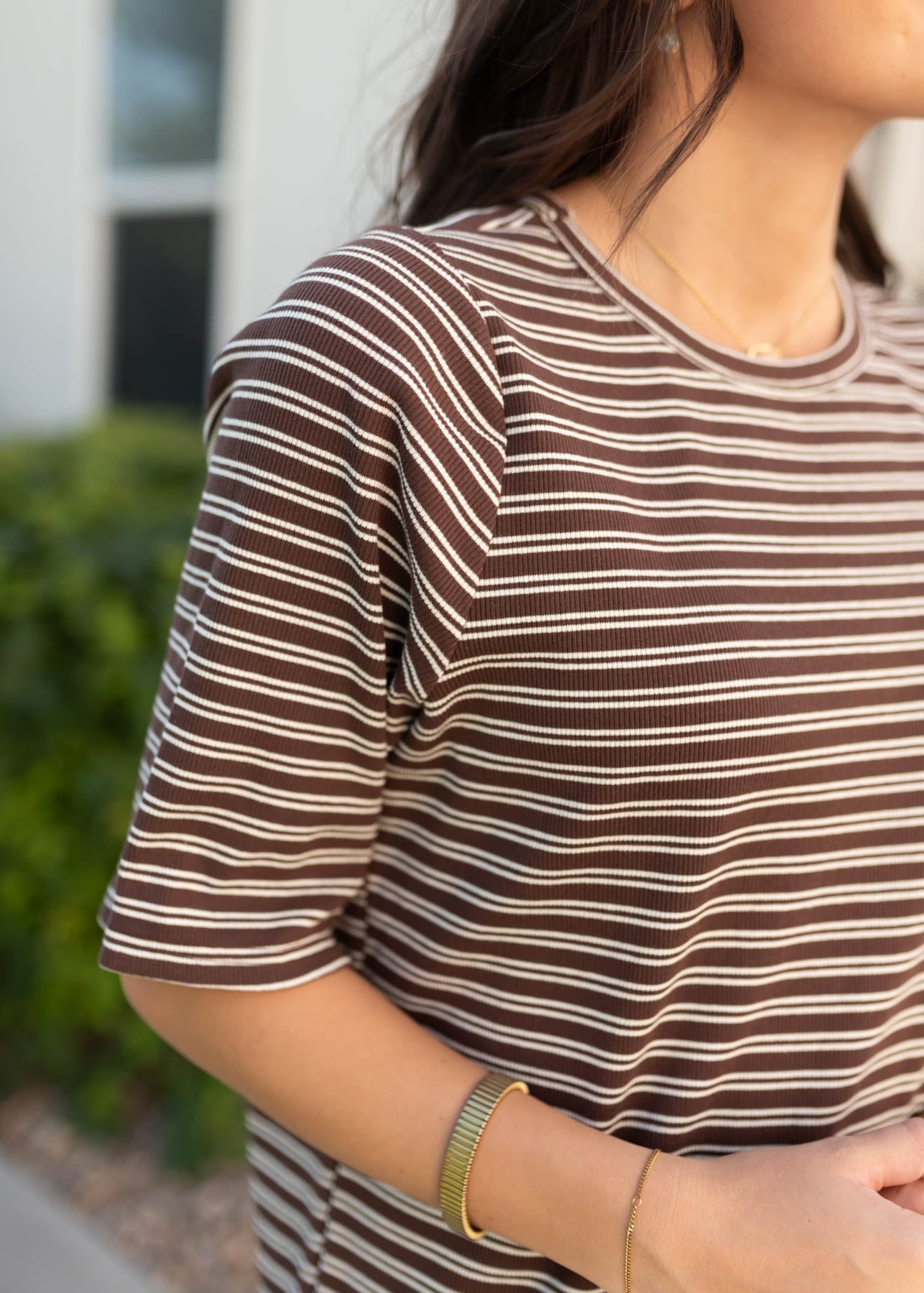 Lydia Chestnut Stripe Dress