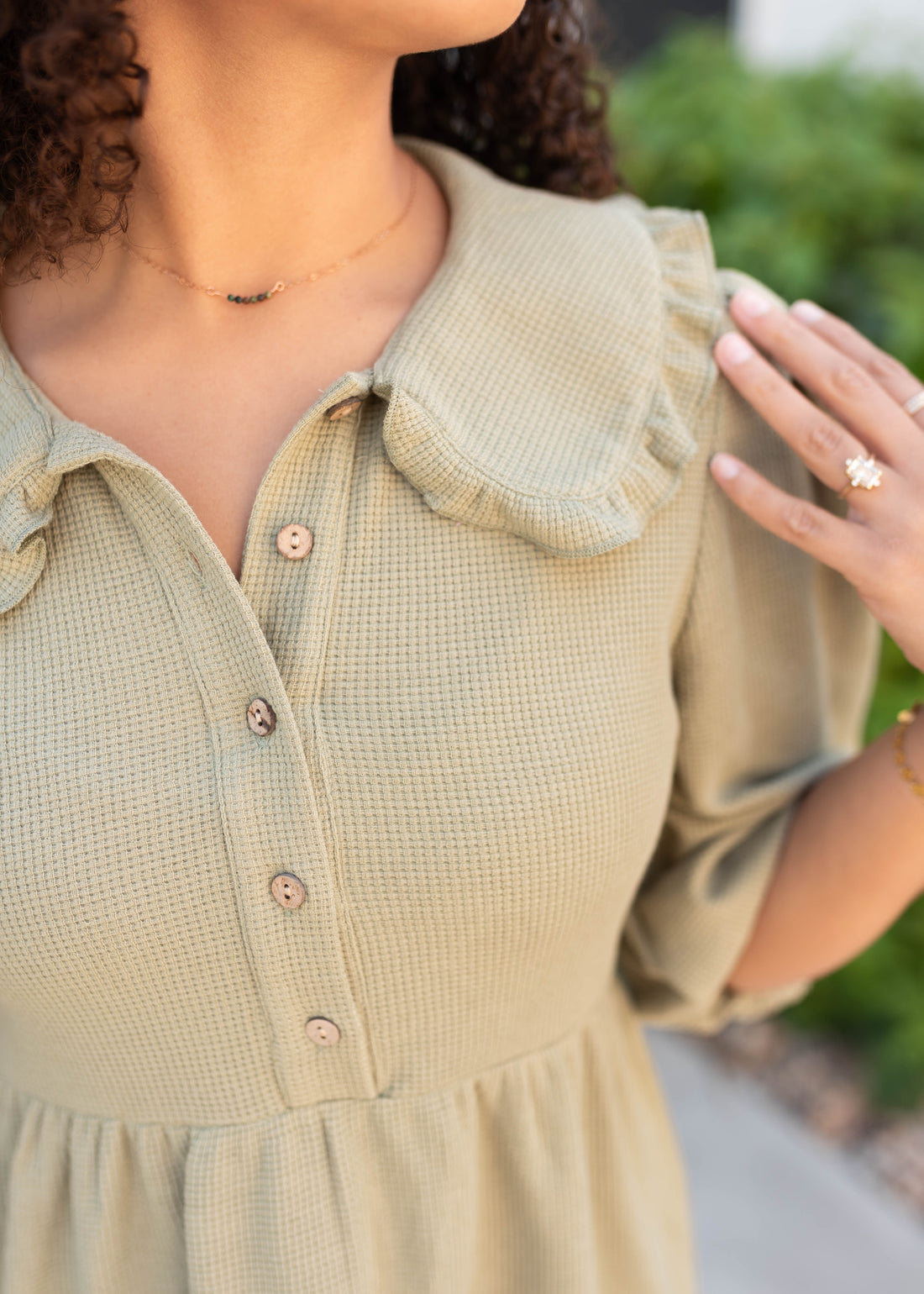 Monica Dusty Sage Collar Dress