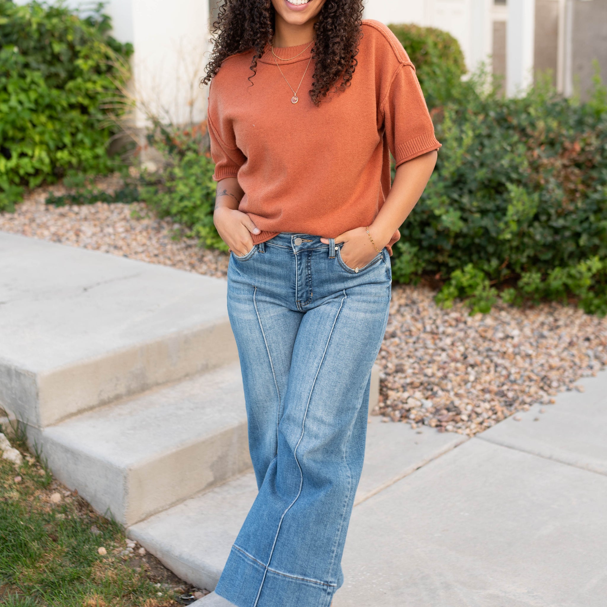 Norah Cinnamon Short Sleeve Sweater